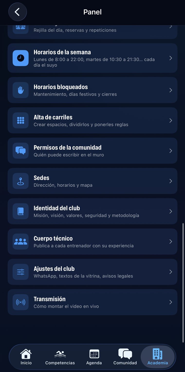 Todo lo que administra: precios, contratos, roles, carriles y horarios