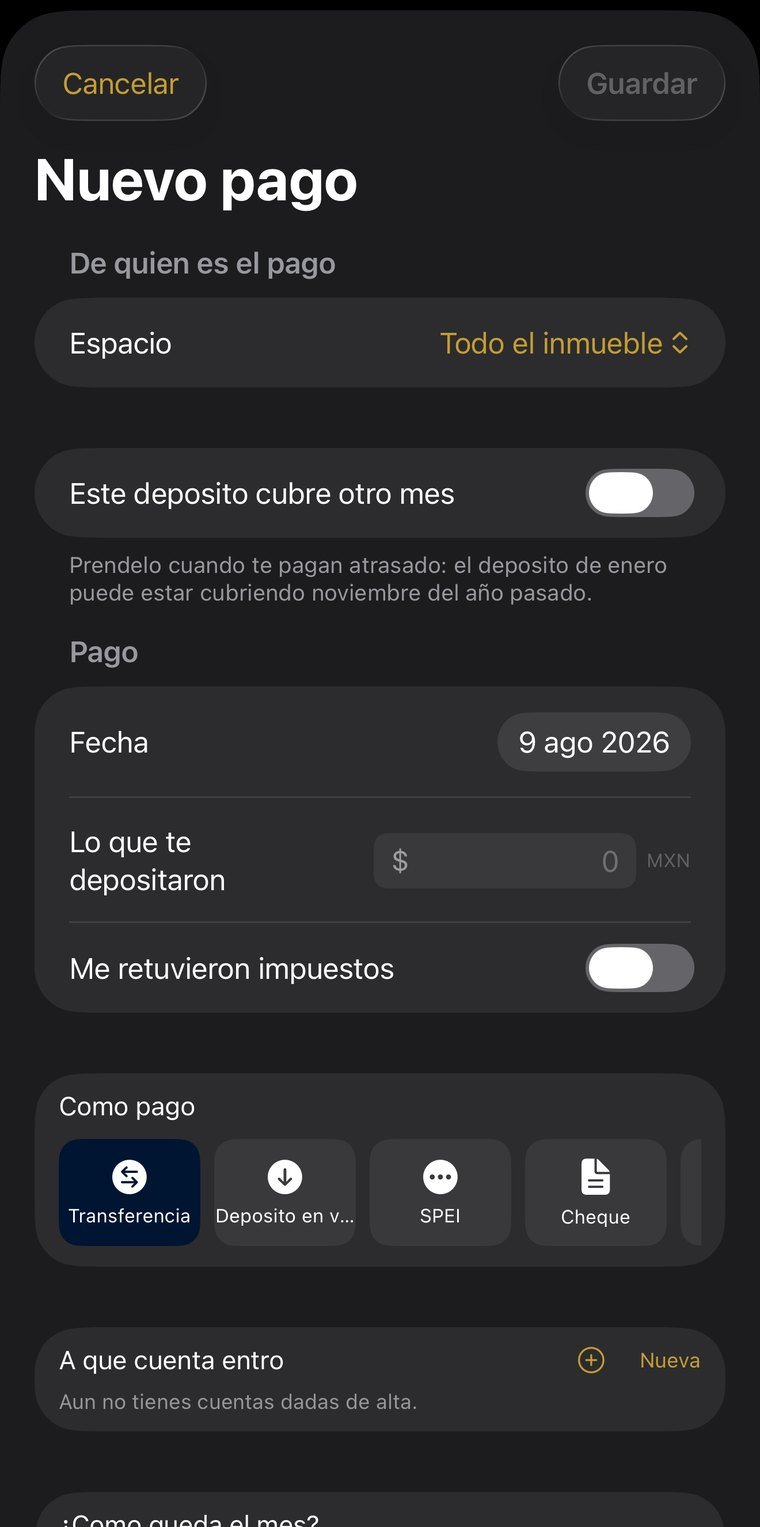 Registrar un pago, incluso cuando el depósito cubre otro mes